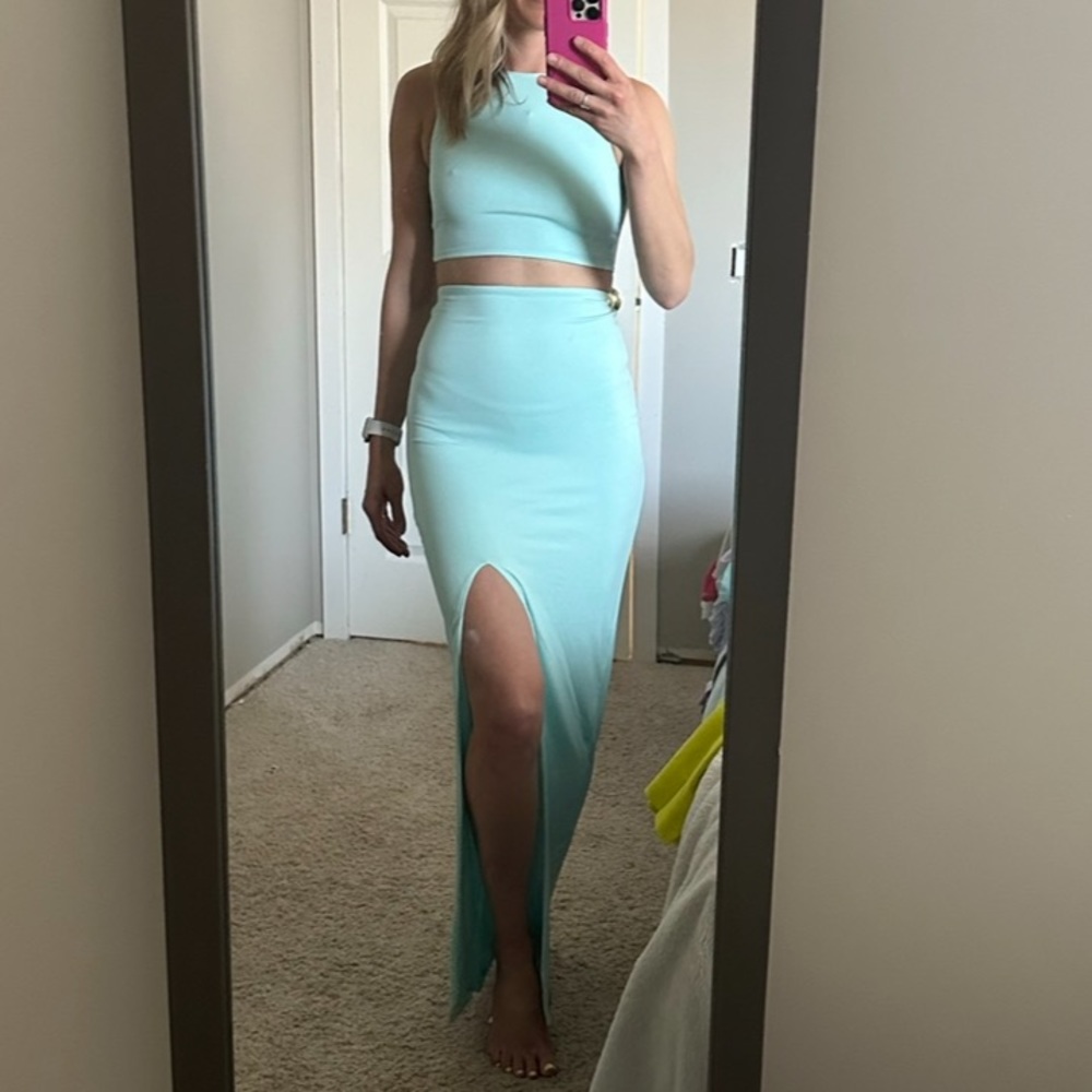 2 piece aqua dress